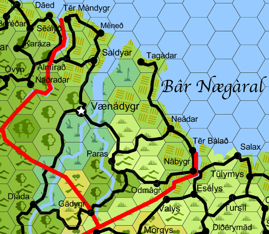 Hexographer Map: Fertile Coast, Bâr Nægàral ca. 654 DR